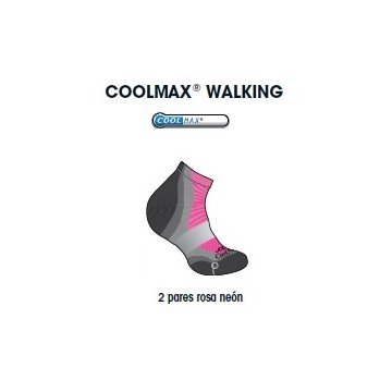 CALCETIN INFANTIL JOLUVI COOLMAX WALKING PACK 2 NEGRO/ROSA NEON